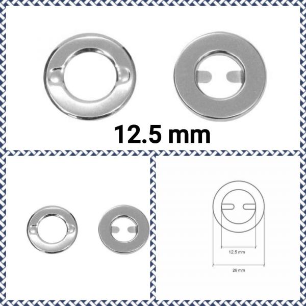 Öse 12,5 mm mit Biegelaschen zum Knipsen silber